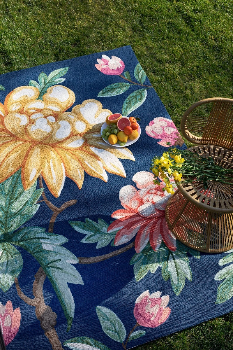 Garden Navy Outdoor Modern Hand Woven Rug