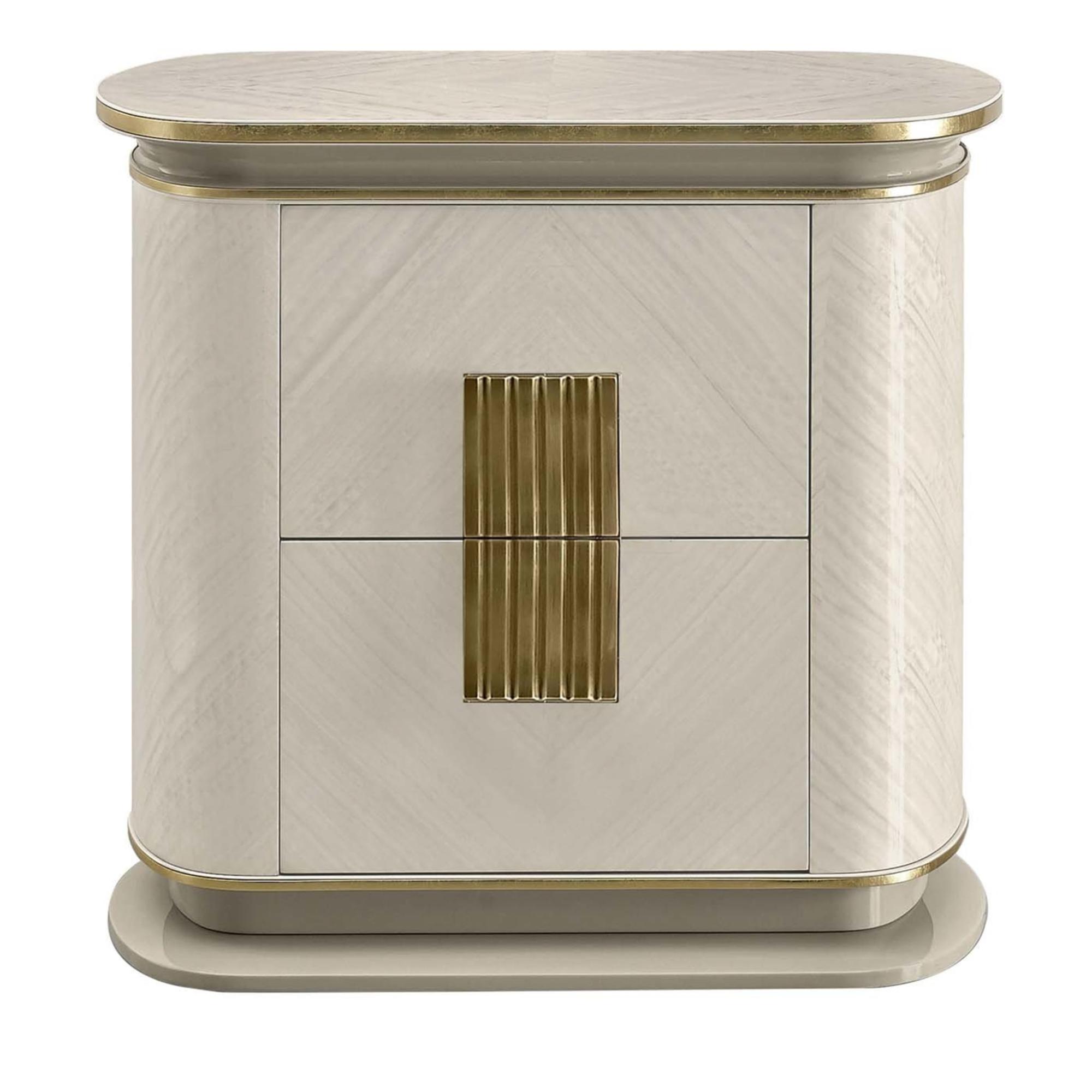 Dilan White & Gold Luxury Bedside Table