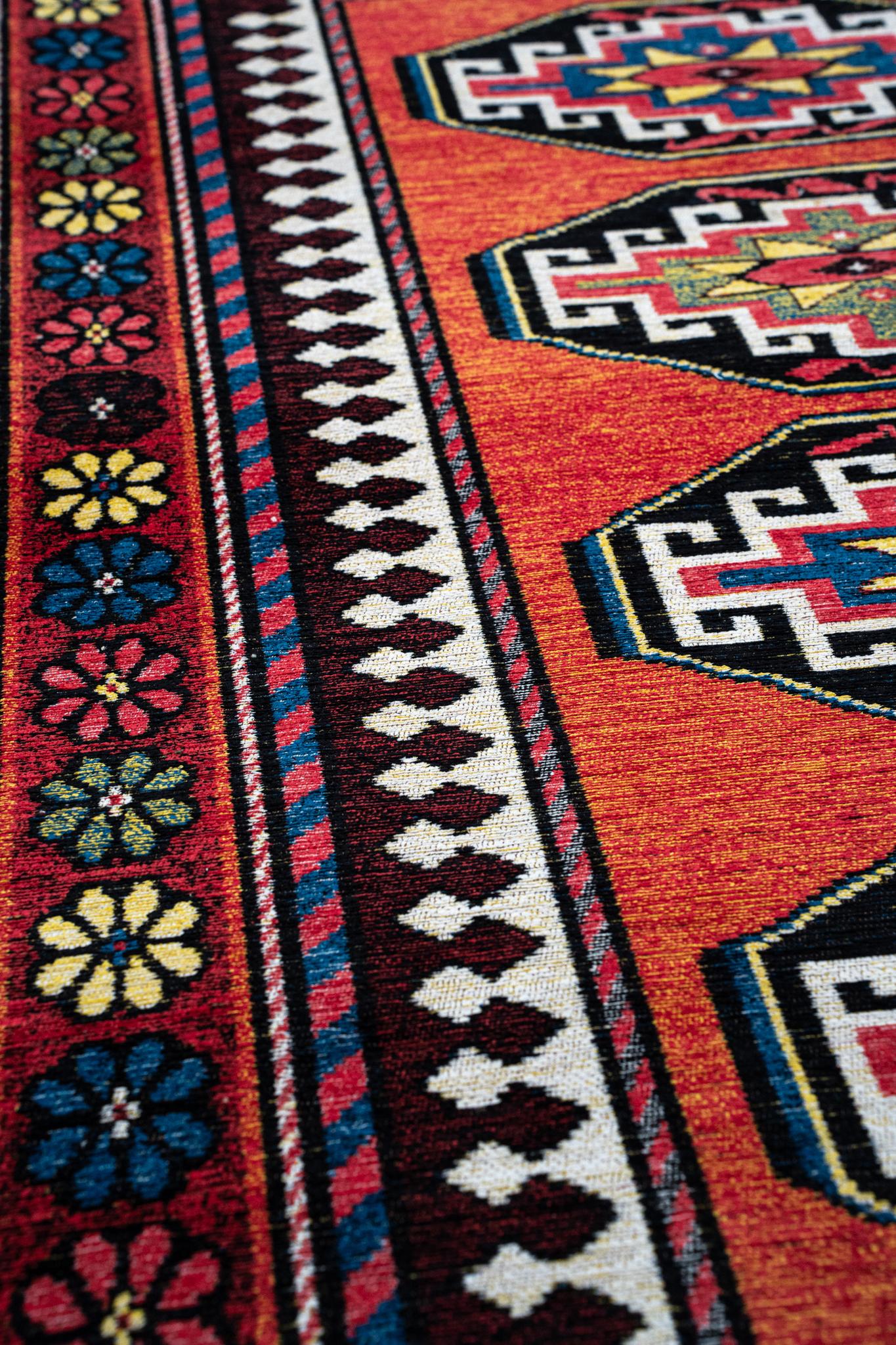 Tribal Red Multicolor Area Rug | Size: 140 × 200 cm