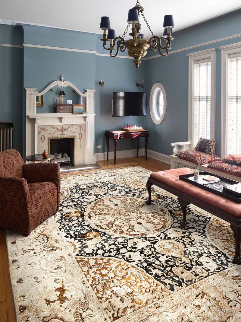 Gold Hand-Knotted Silk / Wool Rug