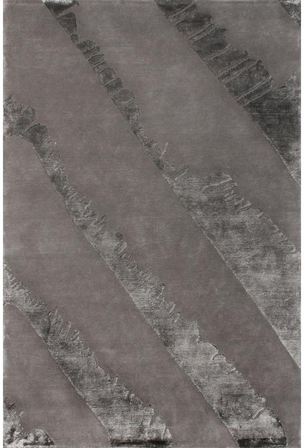 Grey Viscose / Wool Handwoven Abstract Luxury Rug | Size: 170 x 240 cm