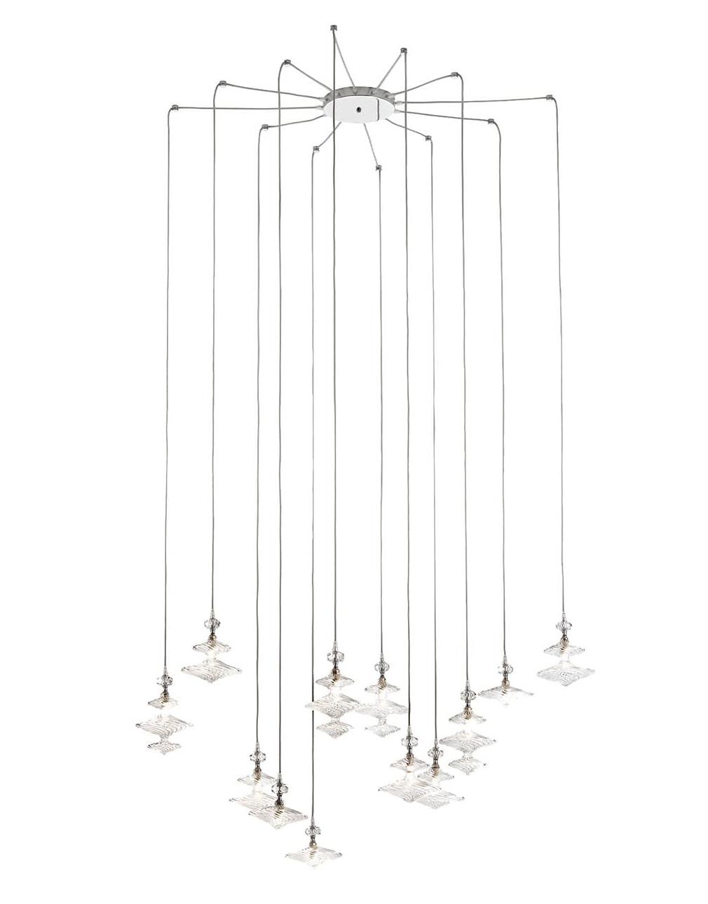 Contemporary Adjustable Glass Chandelier