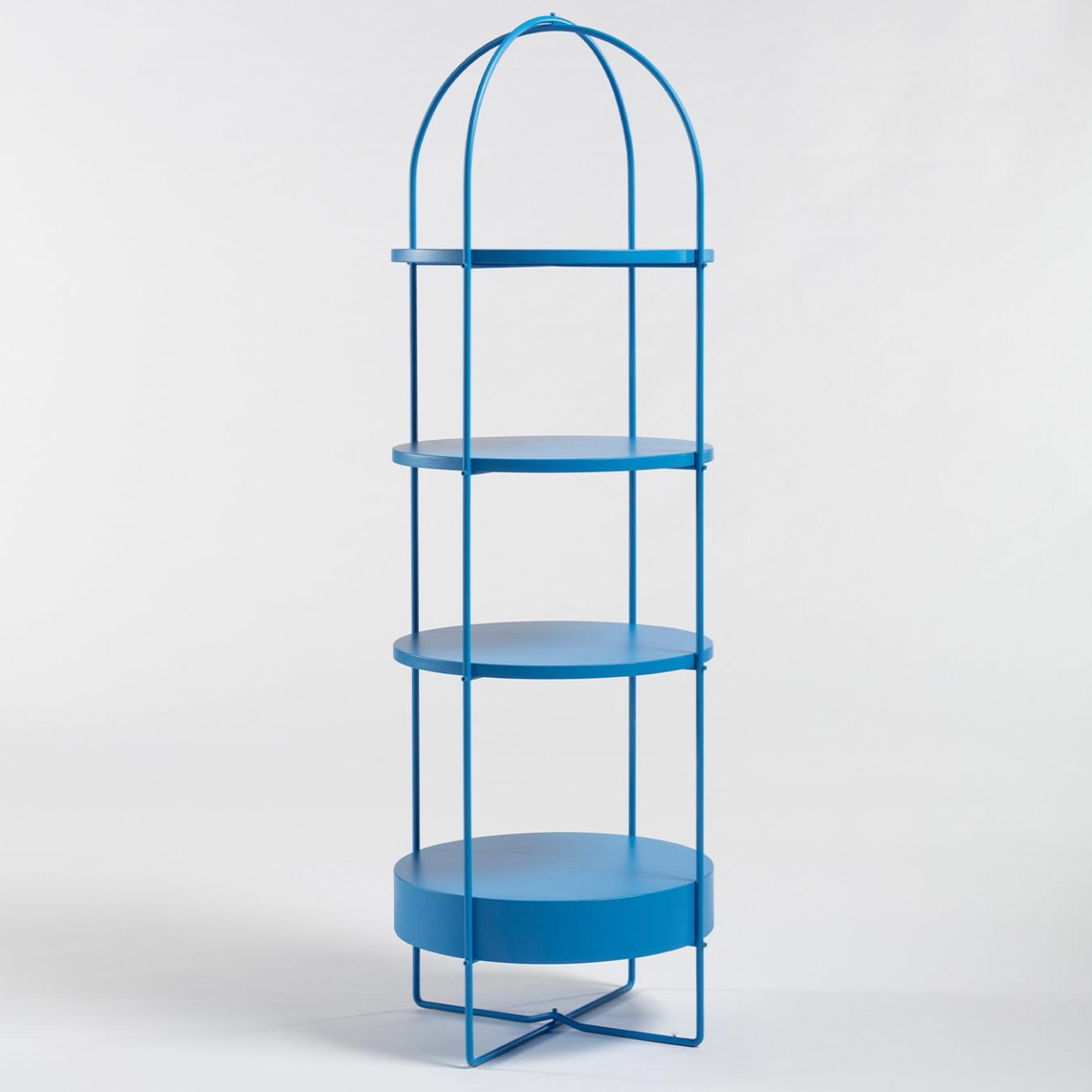 Blue Lacquered Storage Shelf