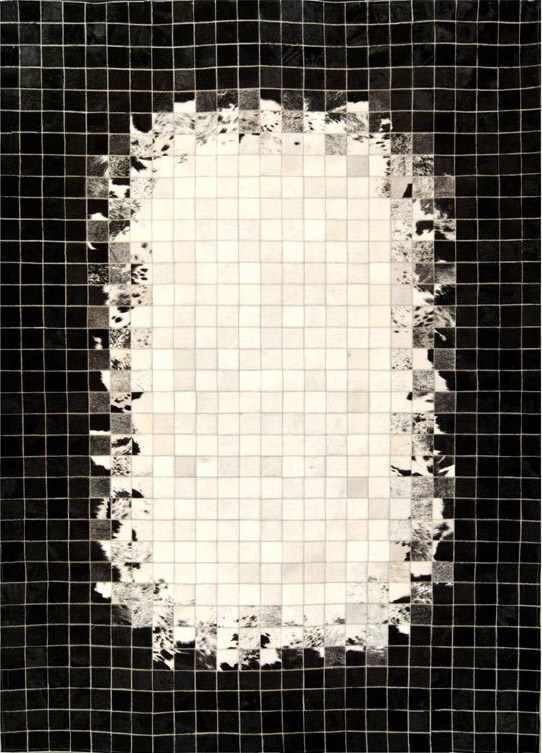 Mosaic Black & White Luxury Cowhide Rug