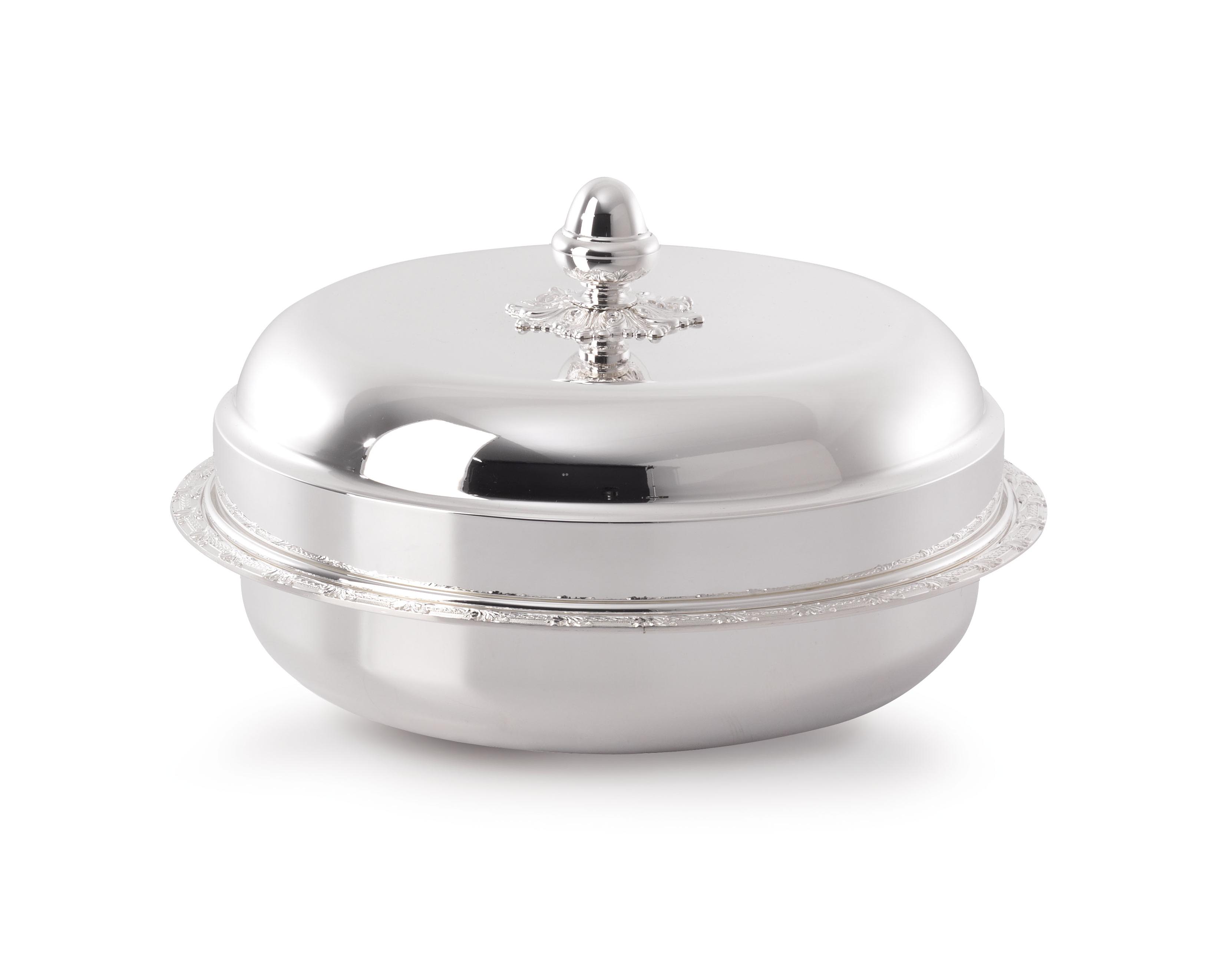 Silver-Plated Round Vegetable Dish With Cloche