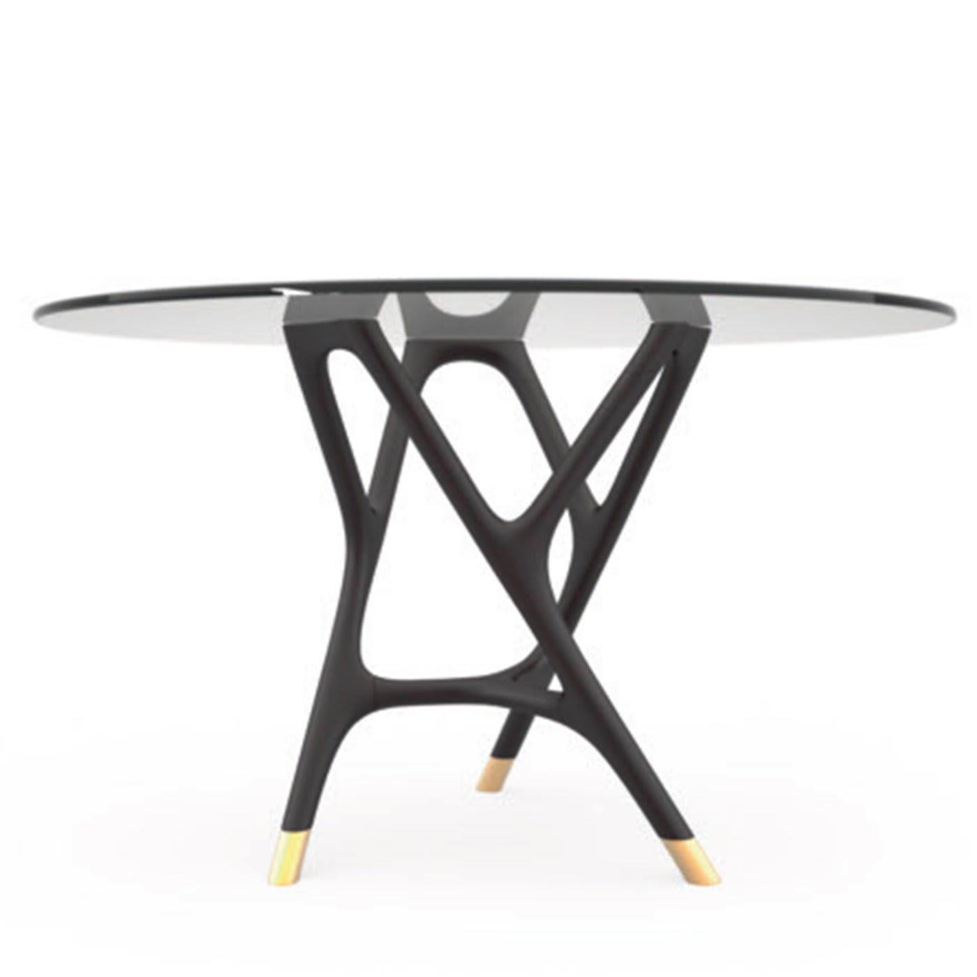 Joyce Round Gray Glass Top Artisan Dining Table