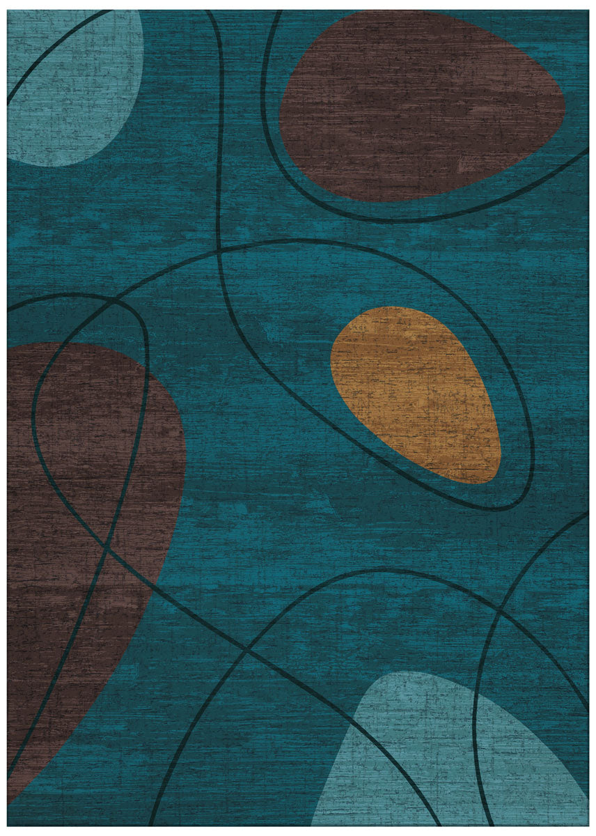 My Bubble Dark Blue Fall Jacquard Belgian Rug