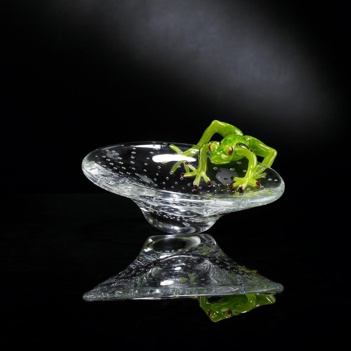 Decorative Glass Bowl with Frog