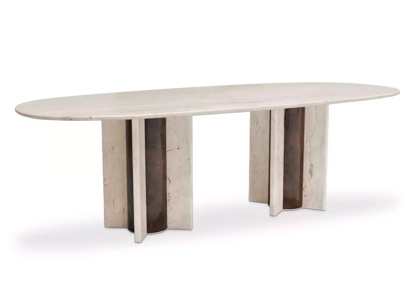 Parisian Travertine Marble Oval Table