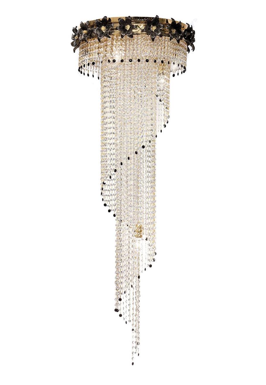 Gold Murano Flower Cascade Chandelier