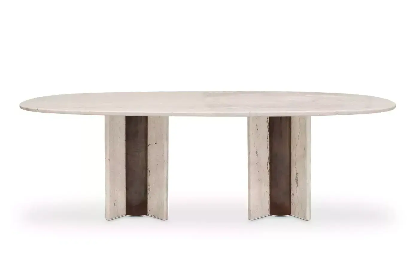 Parisian Travertine Marble Oval Table