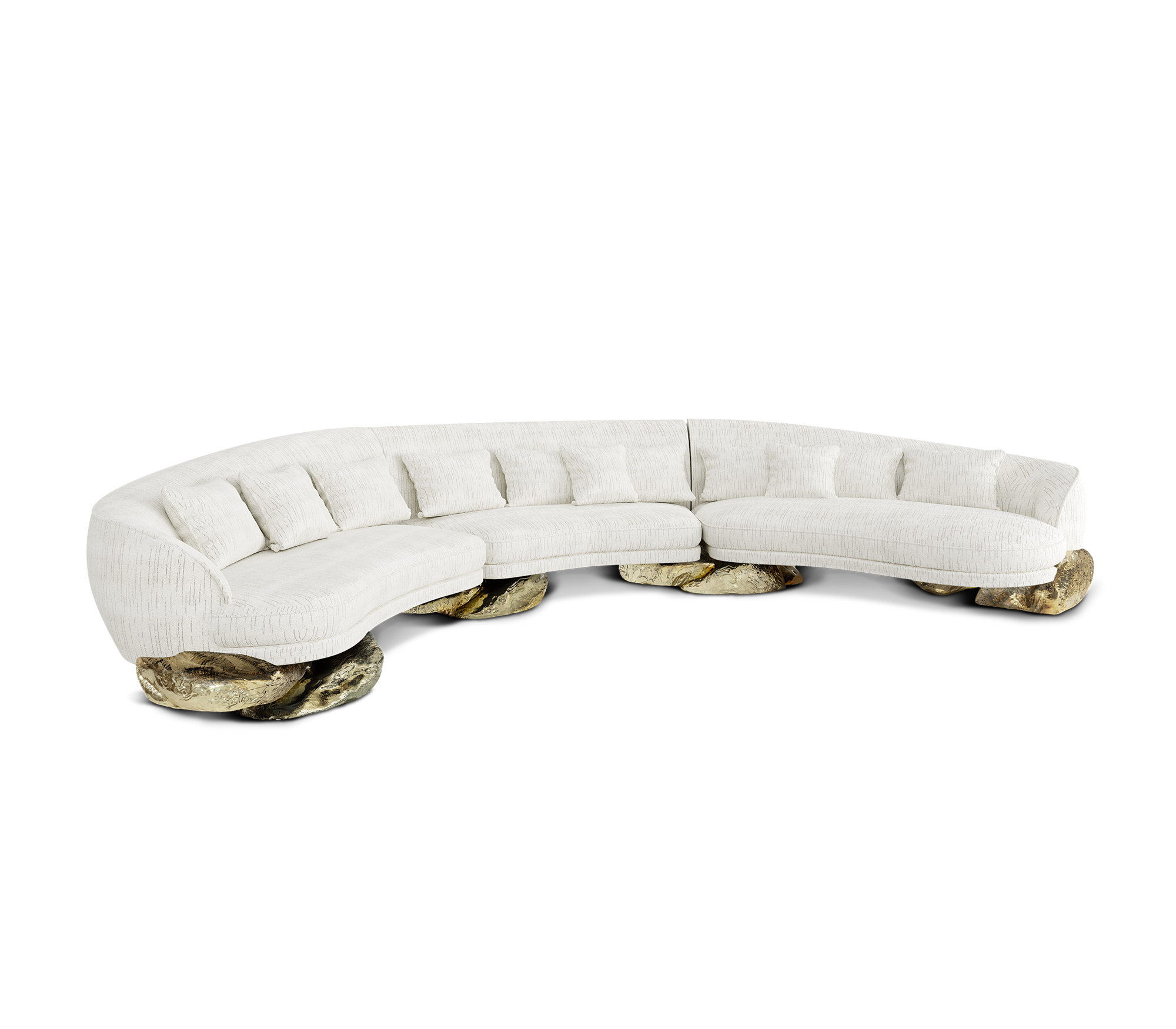 Angora White Curved Luxe Sofa
