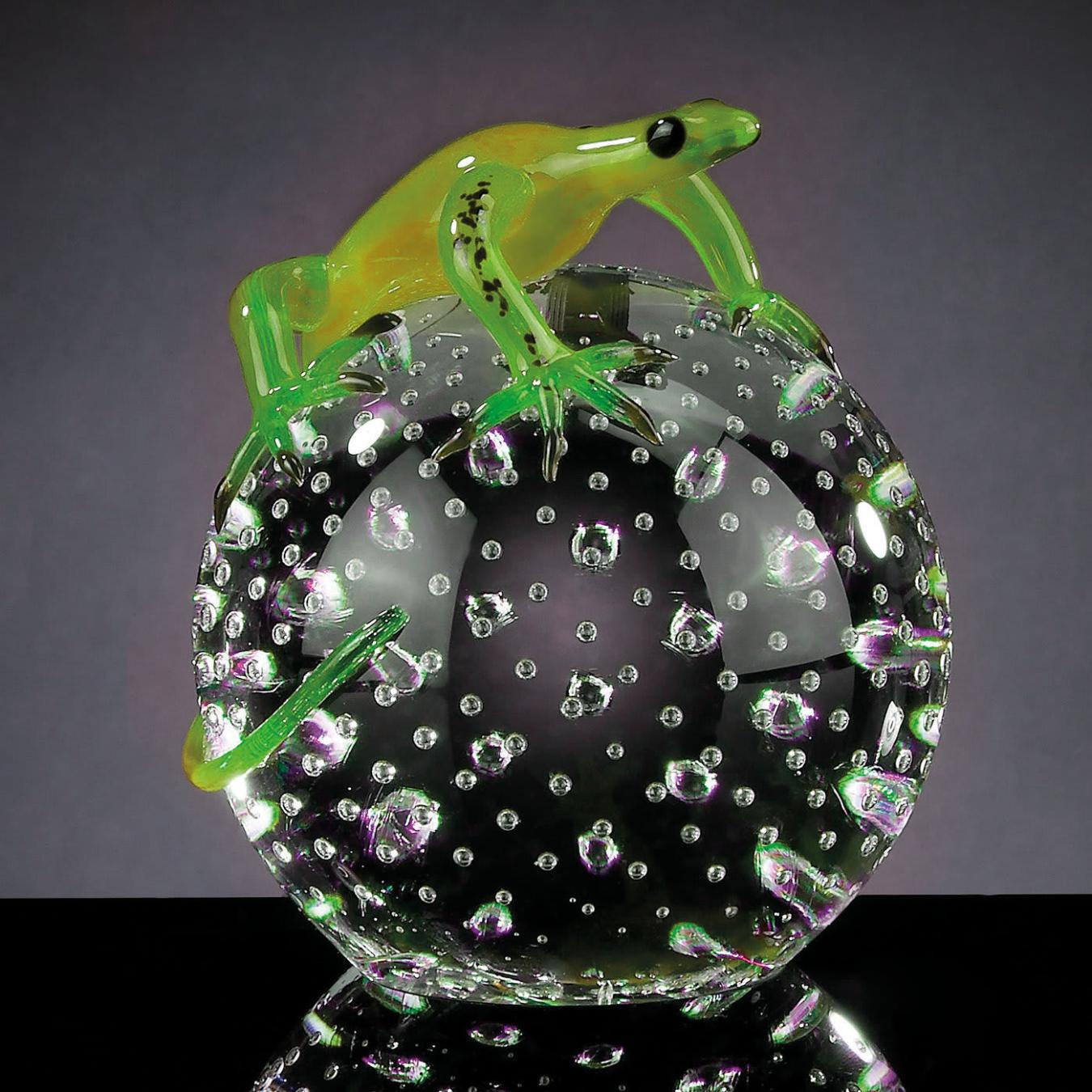 Sphere with Gecko Artisan Figurine