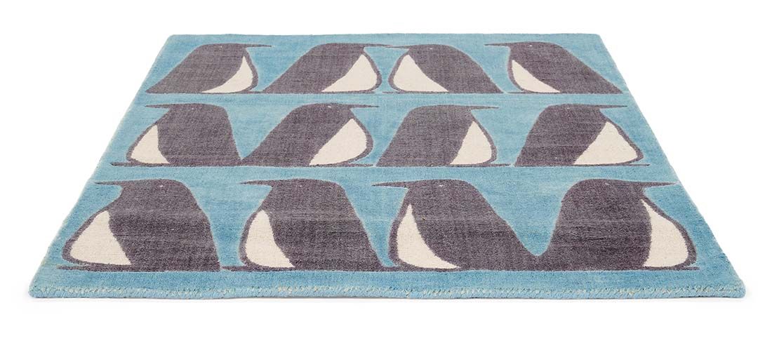 Penguins Turquoise Handwoven Rug