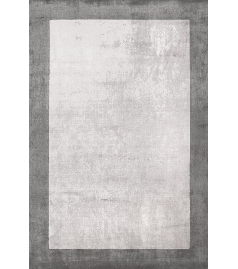 Border Silver Viscose Handwoven Luxury Rug | Colour: Coffee | Size: 170 x 240 cm