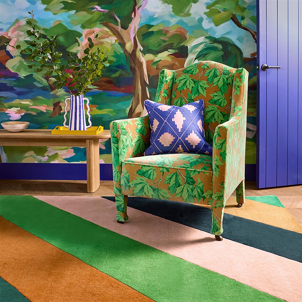 Rainbow Stripe Emerald/Amber Rug | Size: 170 x 240 cm