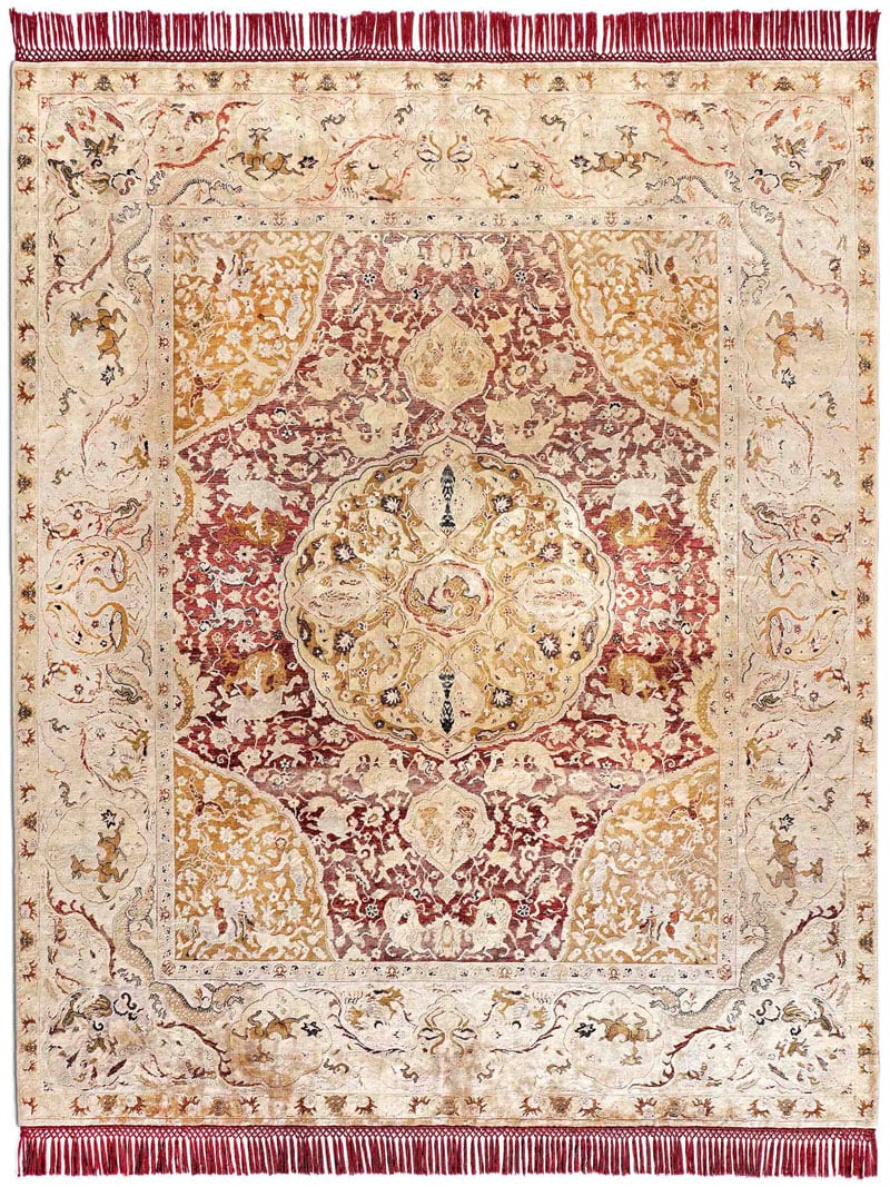 Gold Hand-Knotted Silk / Wool Rug