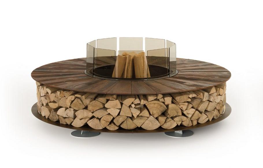 Texture Outdoor Fire Pit | Finishing: Black Aluminium | Dimensions: Ø 200 cm