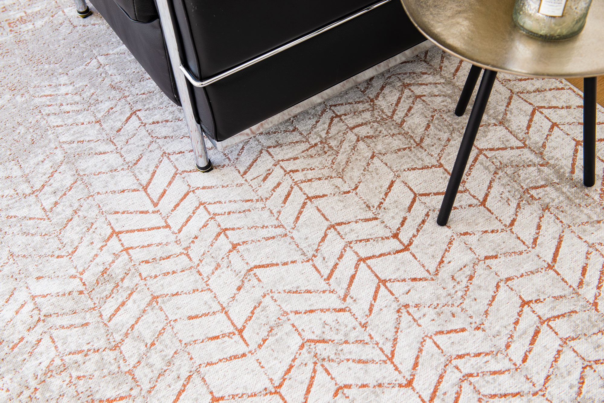 Orange & Grey Belgian Indoor Rug