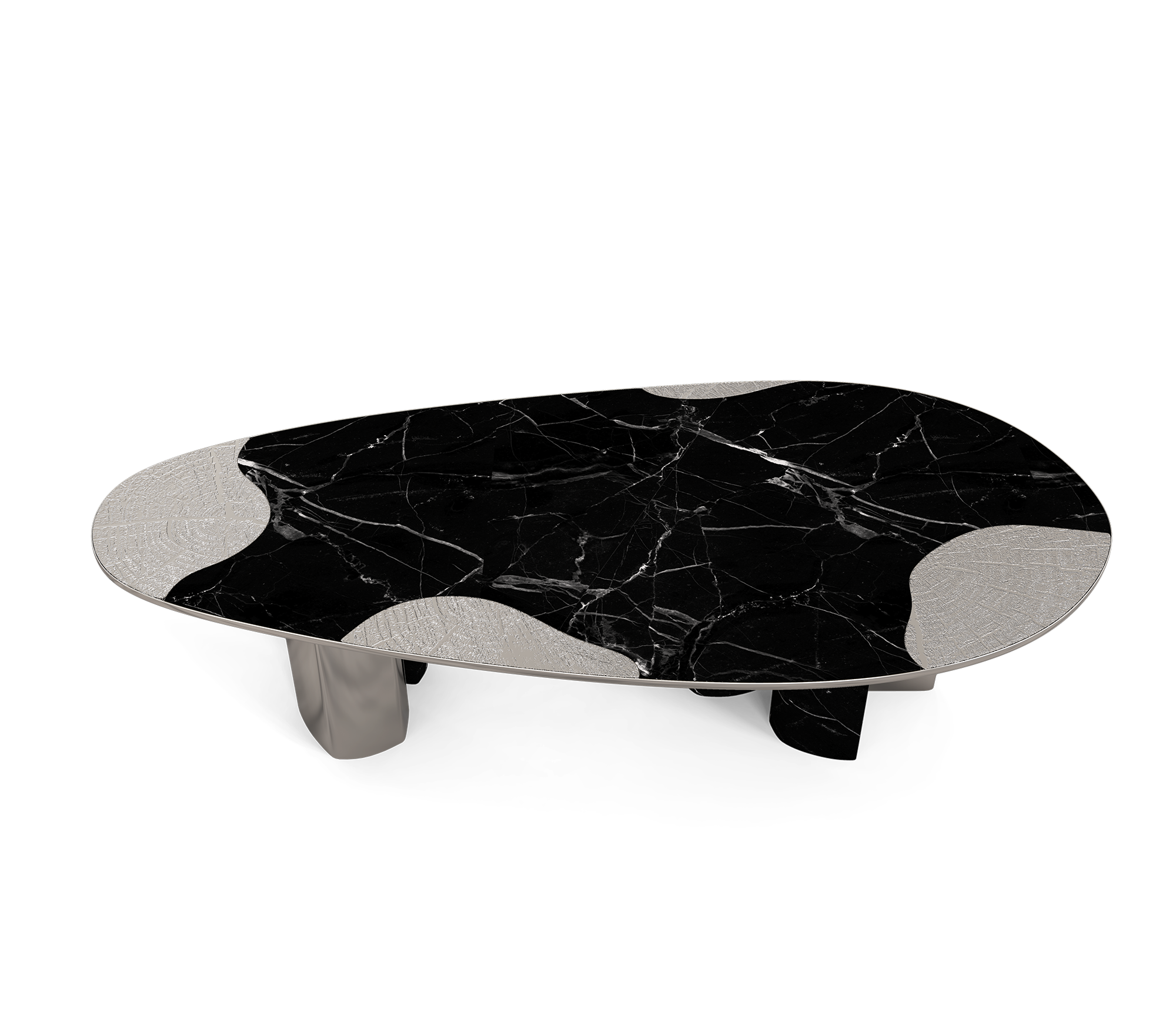 Marble & Silver Luxe Dining Table