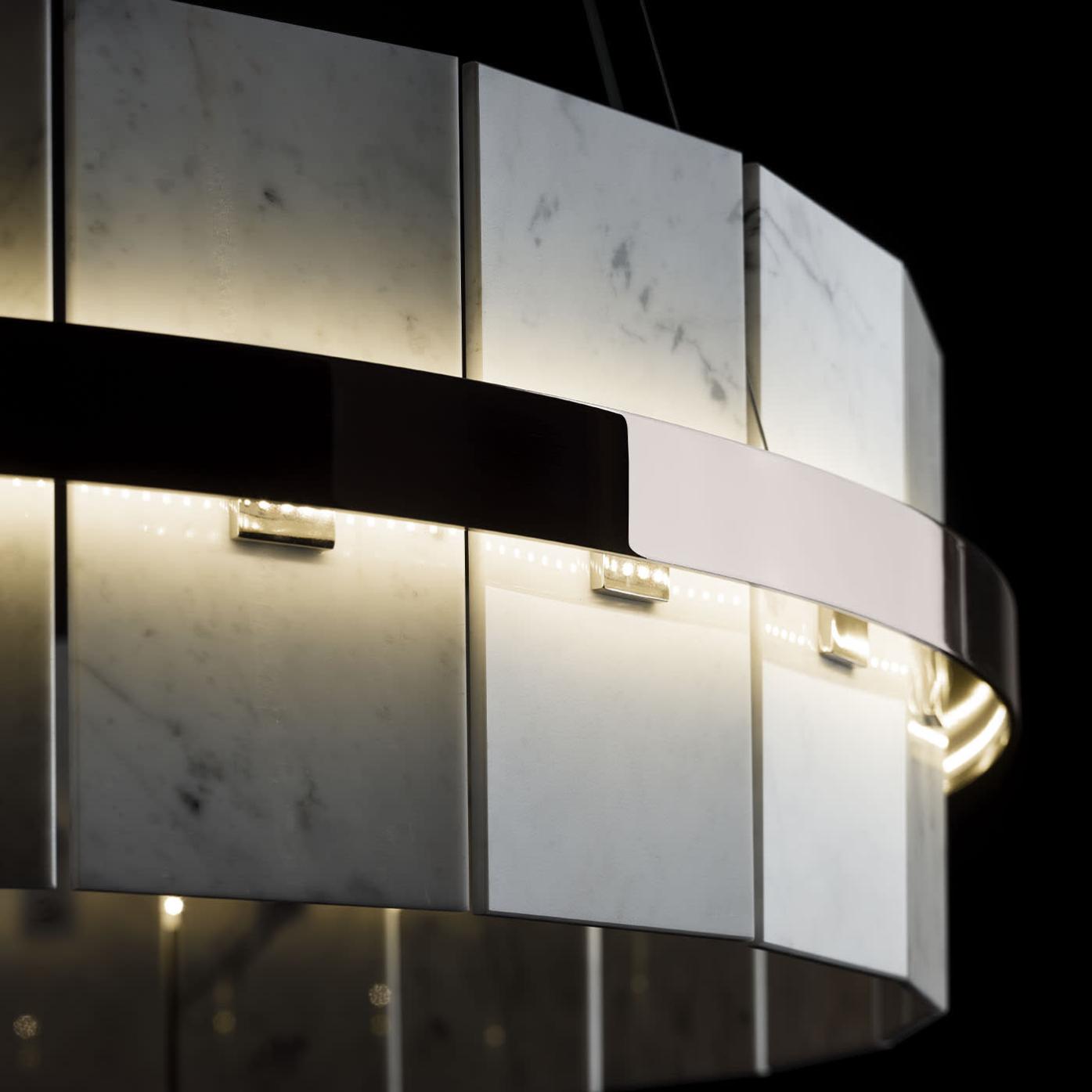 Round Carrara Marble Tile Chandelier