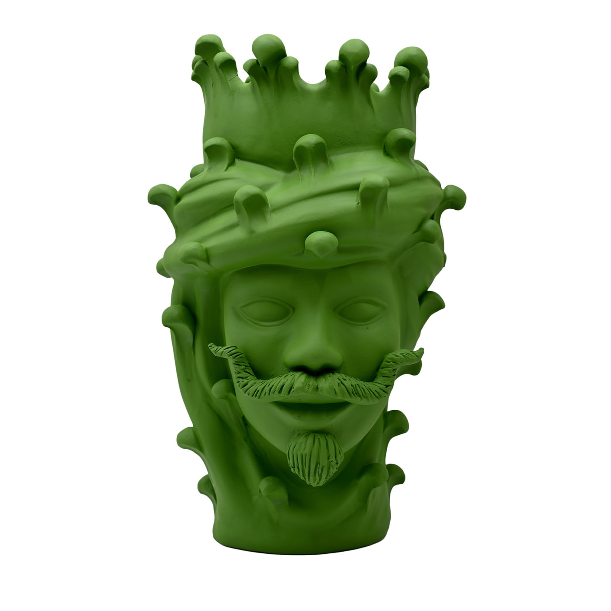 Verdant Matte Green Moor's Head Art Piece