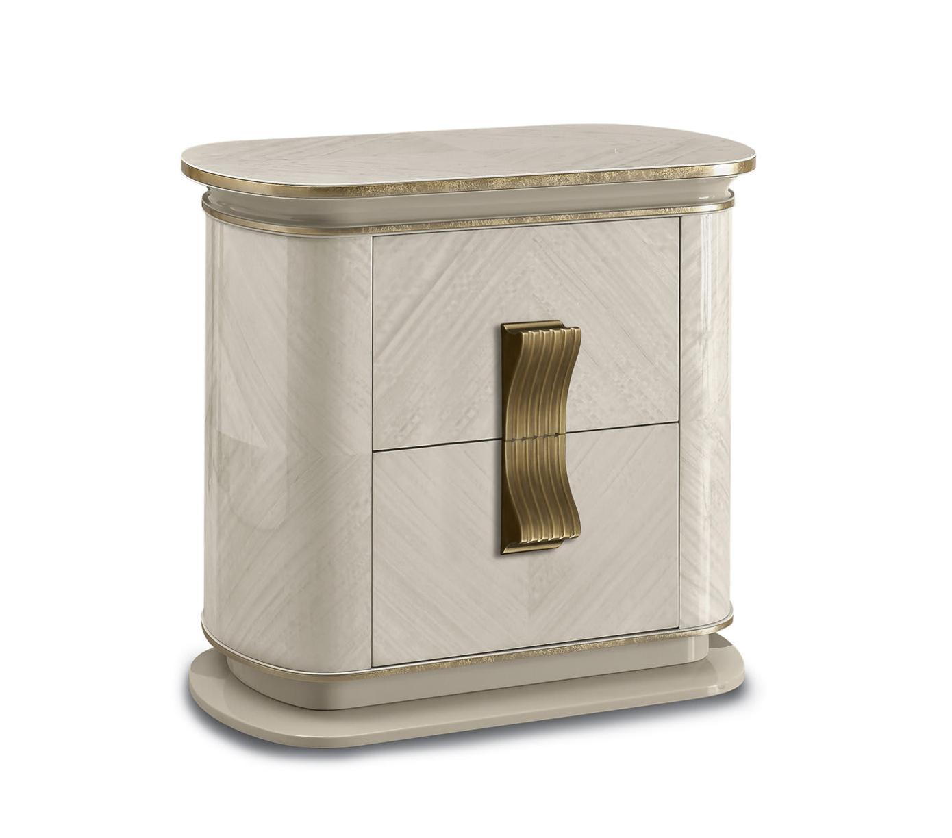 Dilan White & Gold Luxury Bedside Table