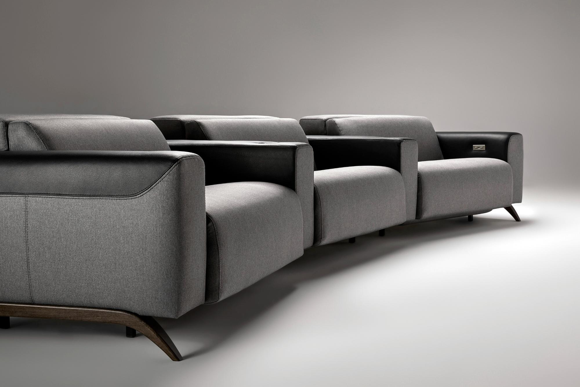 Atlanta Grey 3-Seater Curved Sofa