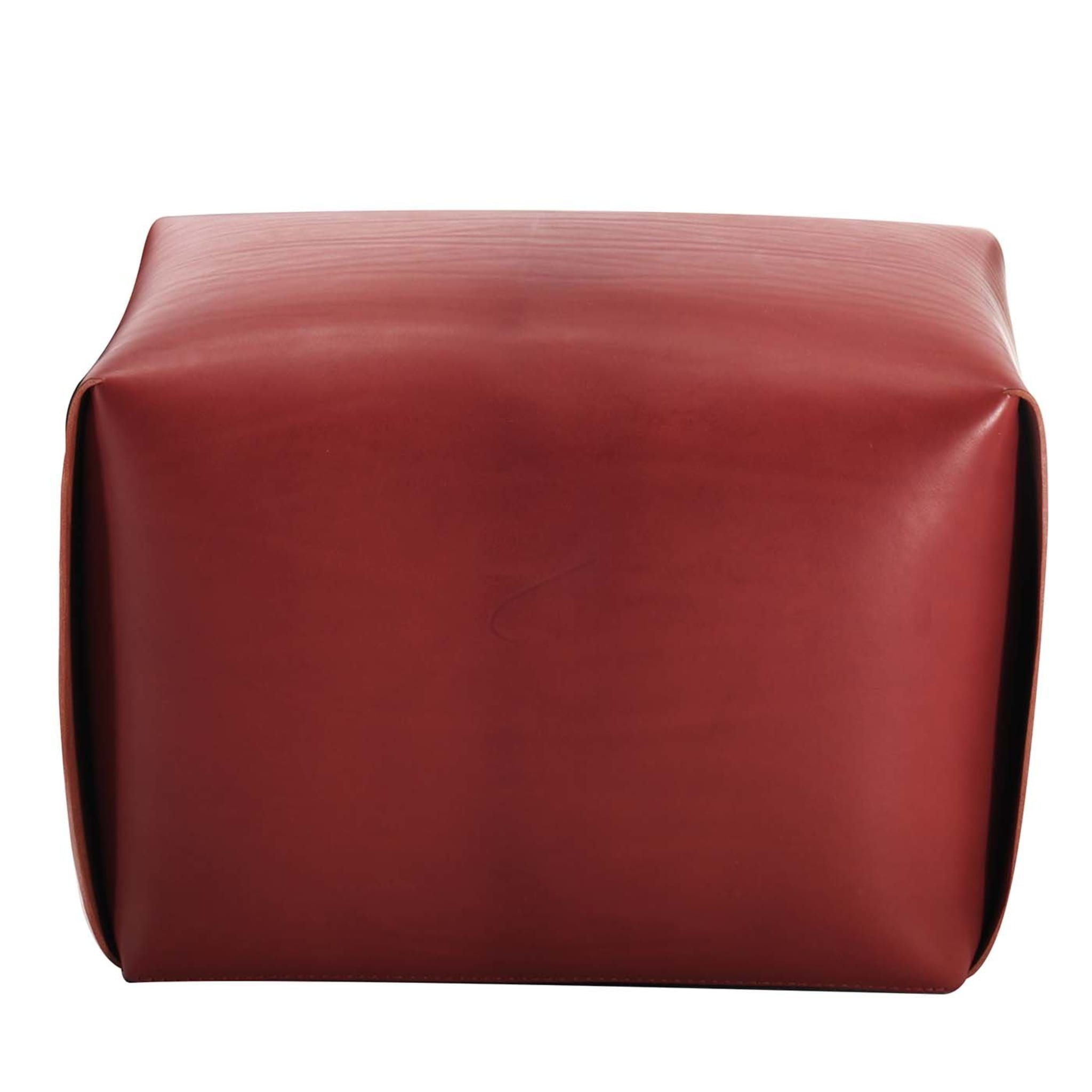 Big Bao Red Leather Ottoman