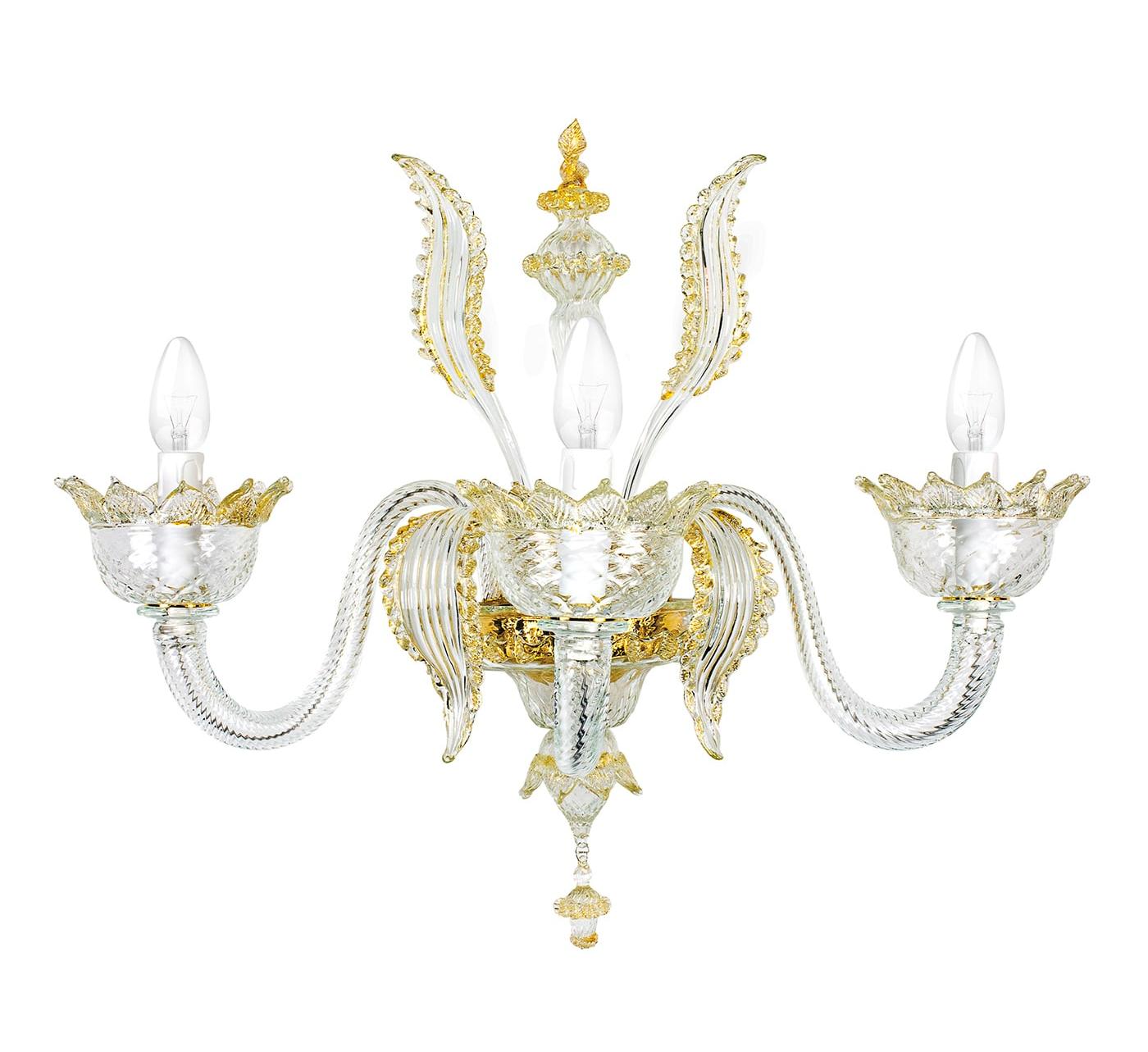Murano Glass 3-Light Gold Wall Sconce