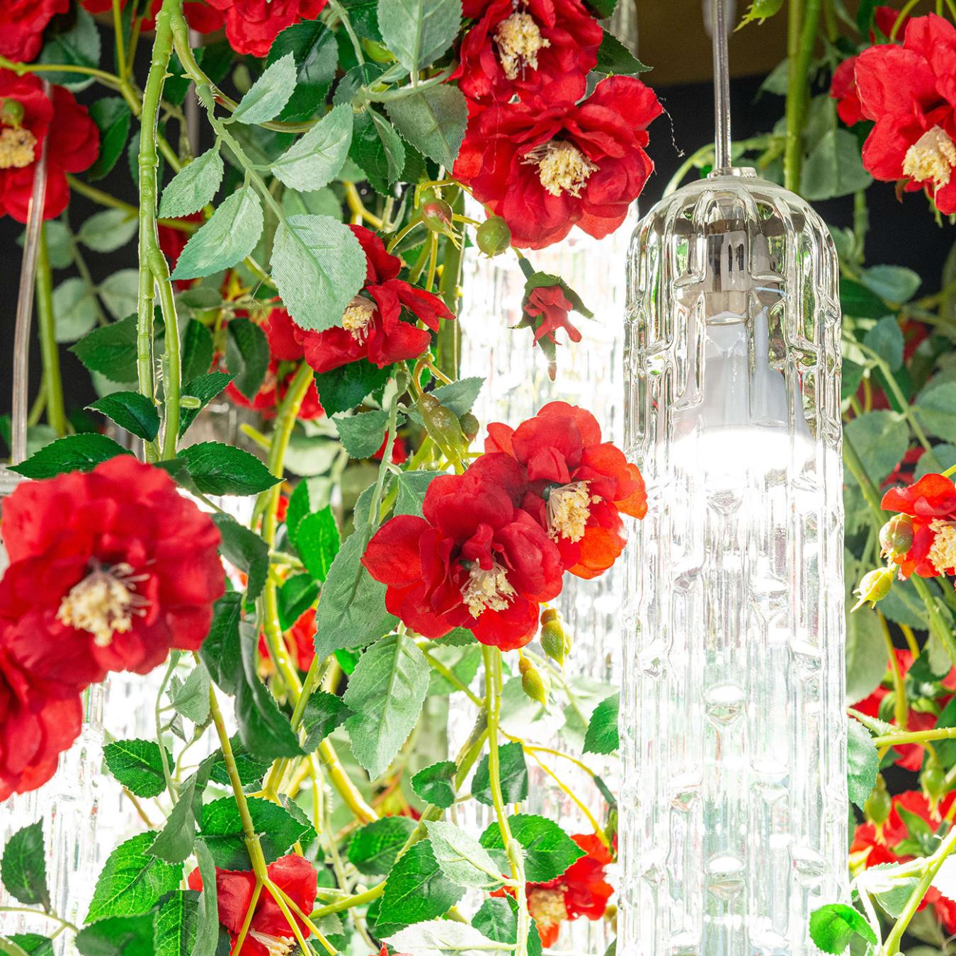 Wild Red Roses Large Chandelier