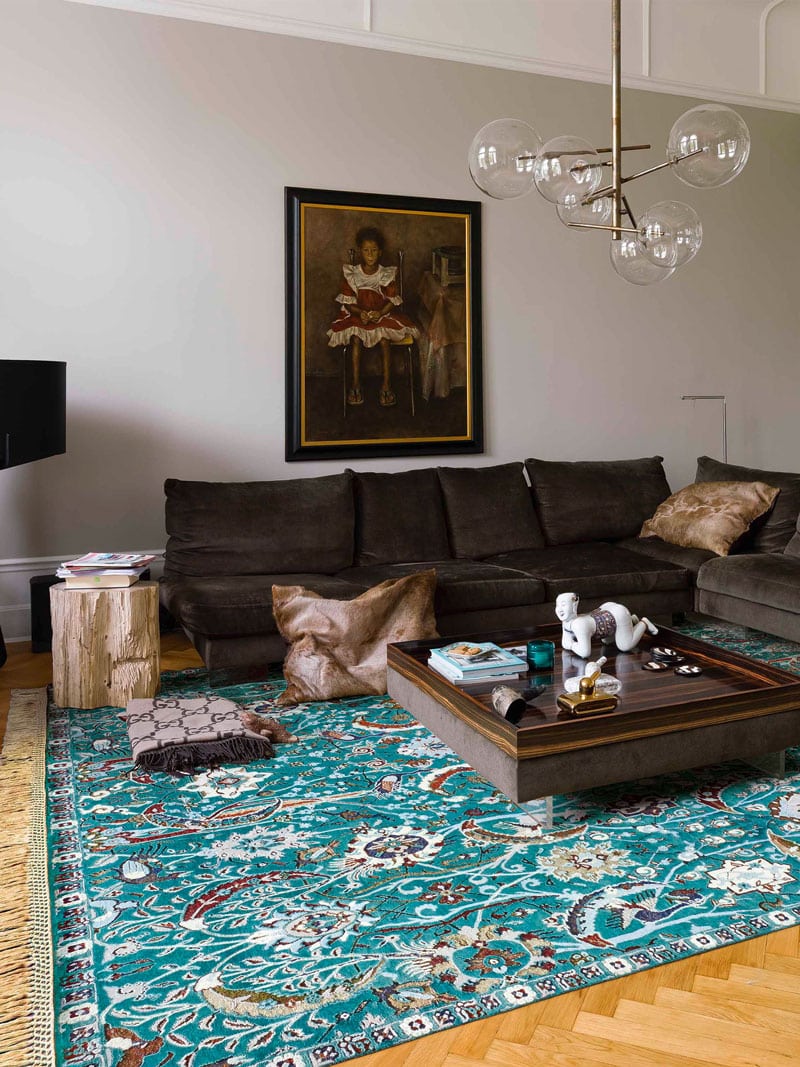 Kerman Green Wool & Silk Rug | Size: 305 x 427 cm