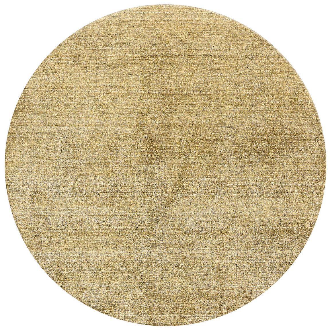 Handwoven Round Gold Silk Rug | Size: Ø 250 cm