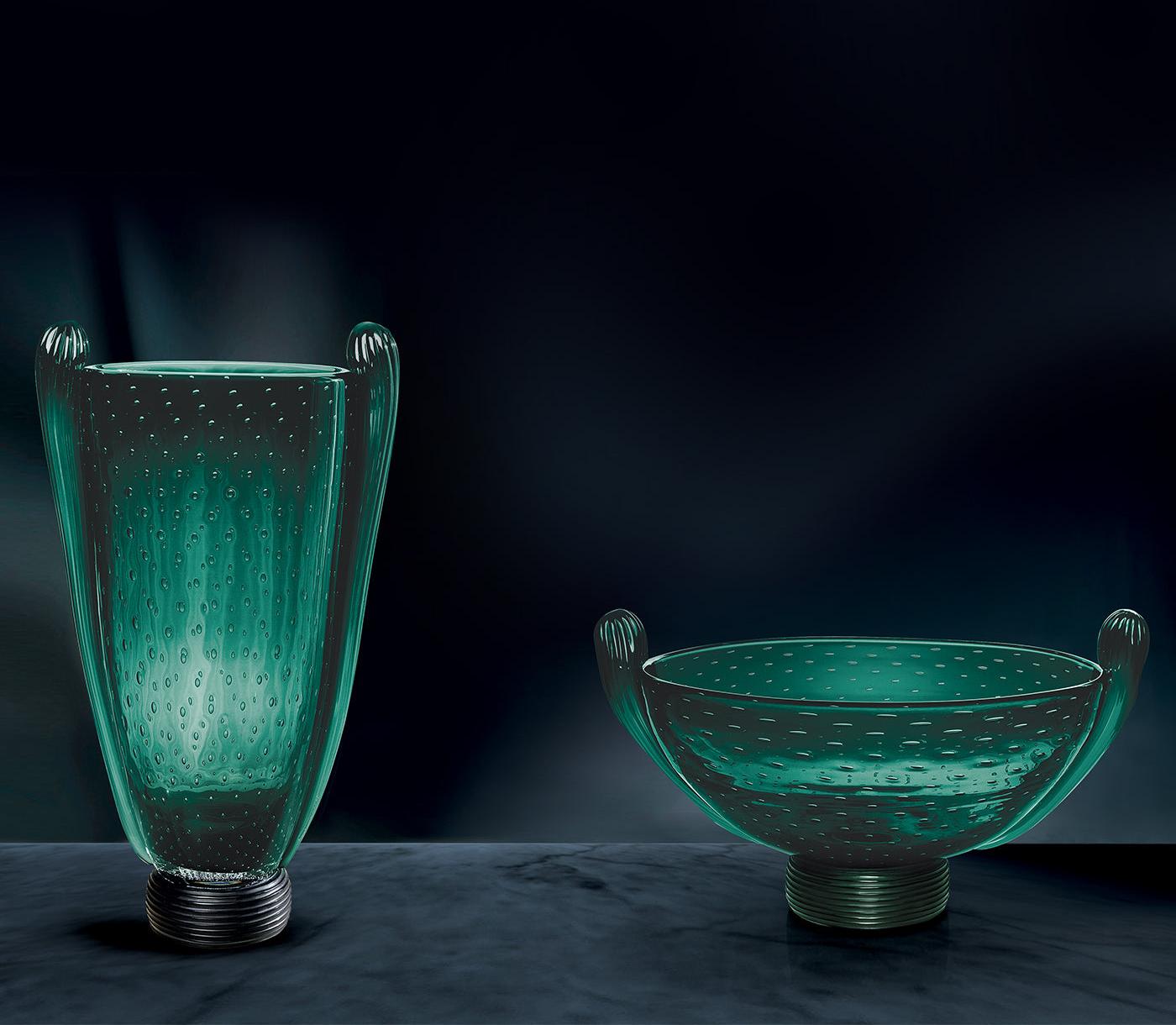 Italian Mouth-Blown Glass Vase