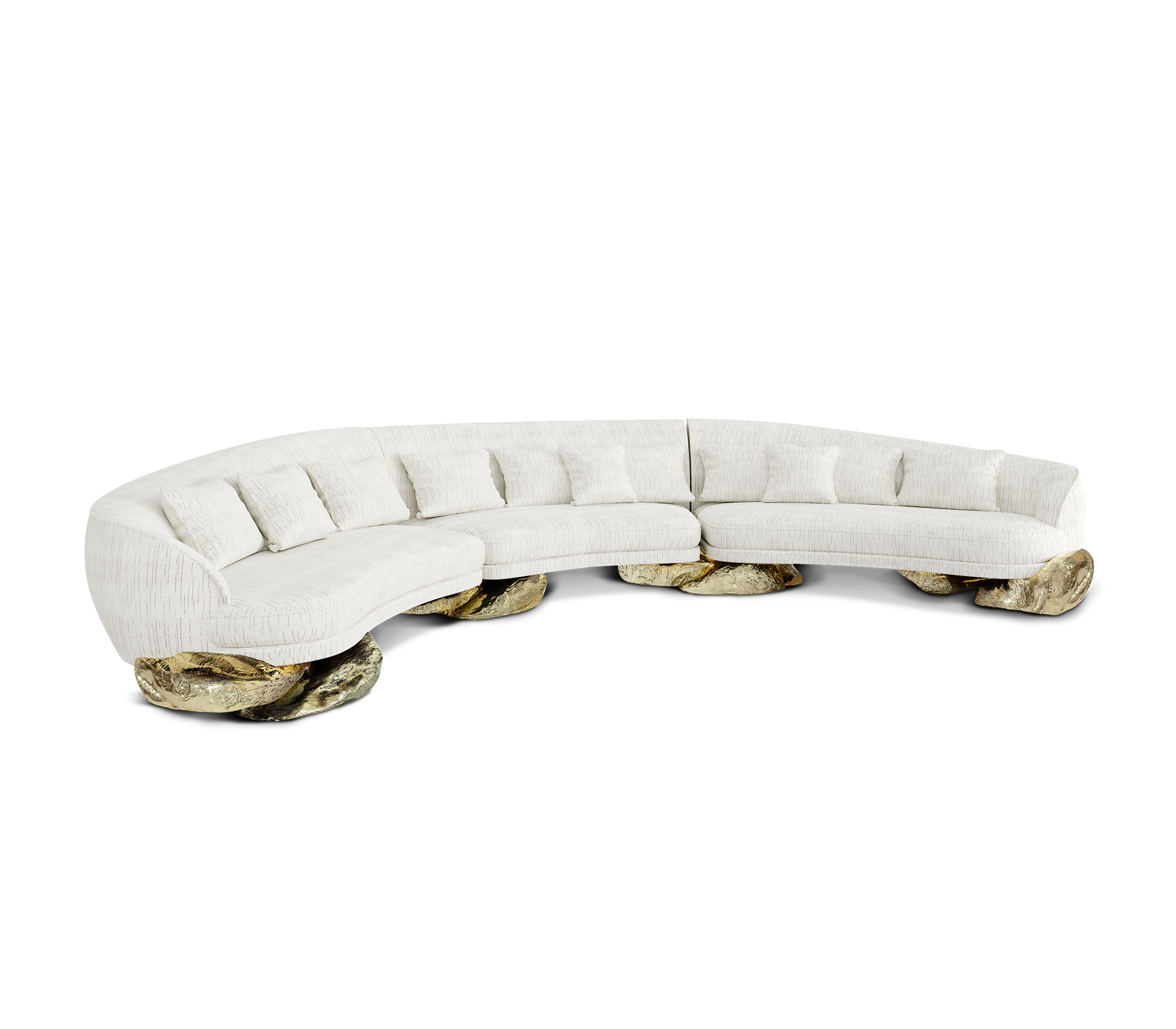 Angora White Curved Luxe Sofa