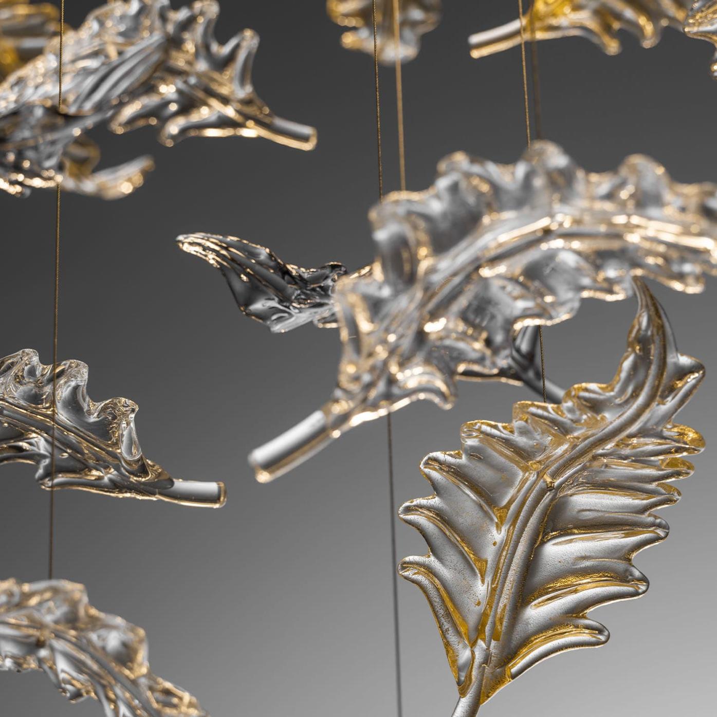 Murano Leaf Stainless Steel Chandelier