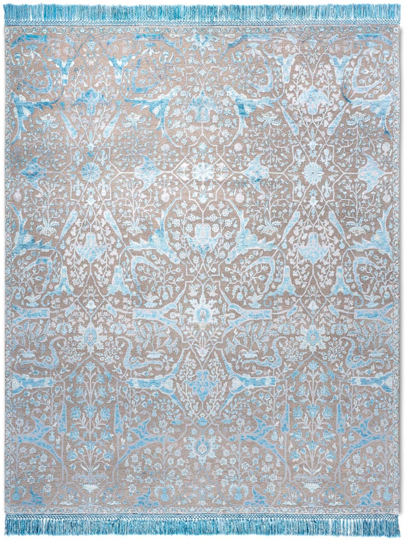Teheran Blue Hand-Knotted Wool / Silk Rug