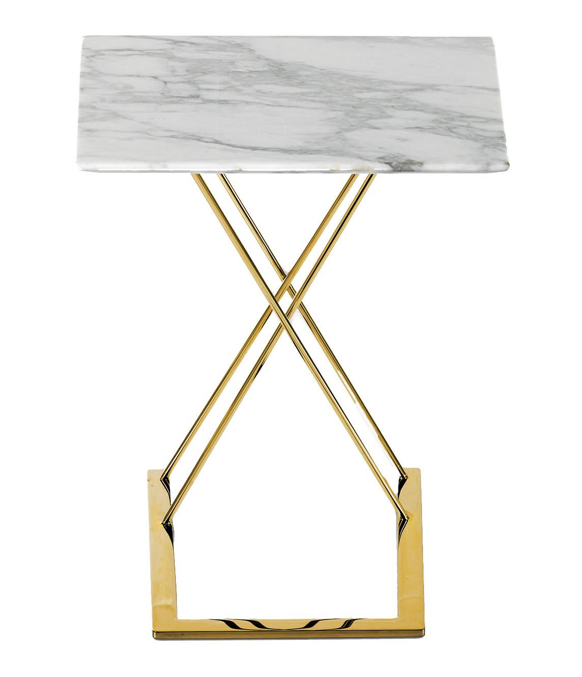 Orione White Marble Handcrafted Side Table