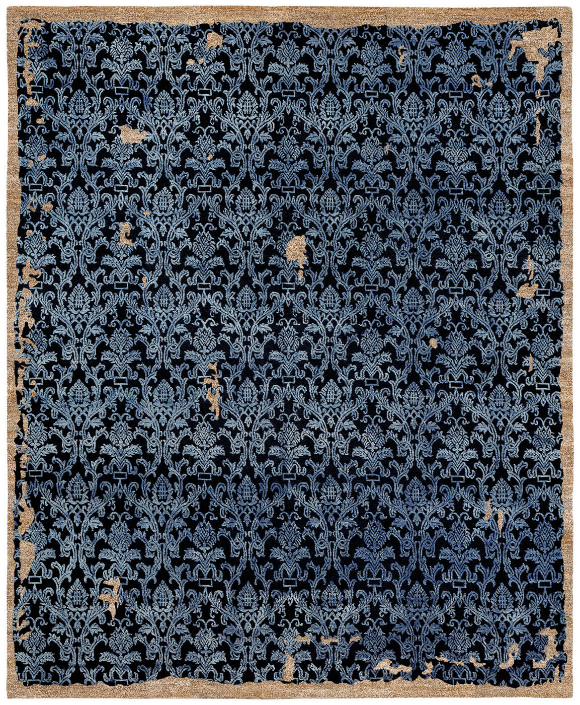 Roma Blue Hand-woven Vintage Style Luxury Rug ☞ Size: 200 x 300 cm