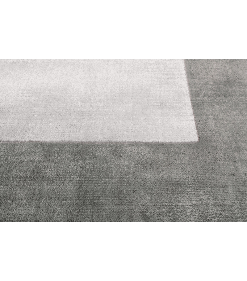 Border Silver Viscose Handwoven Luxury Rug | Colour: Coffee | Size: 170 x 240 cm