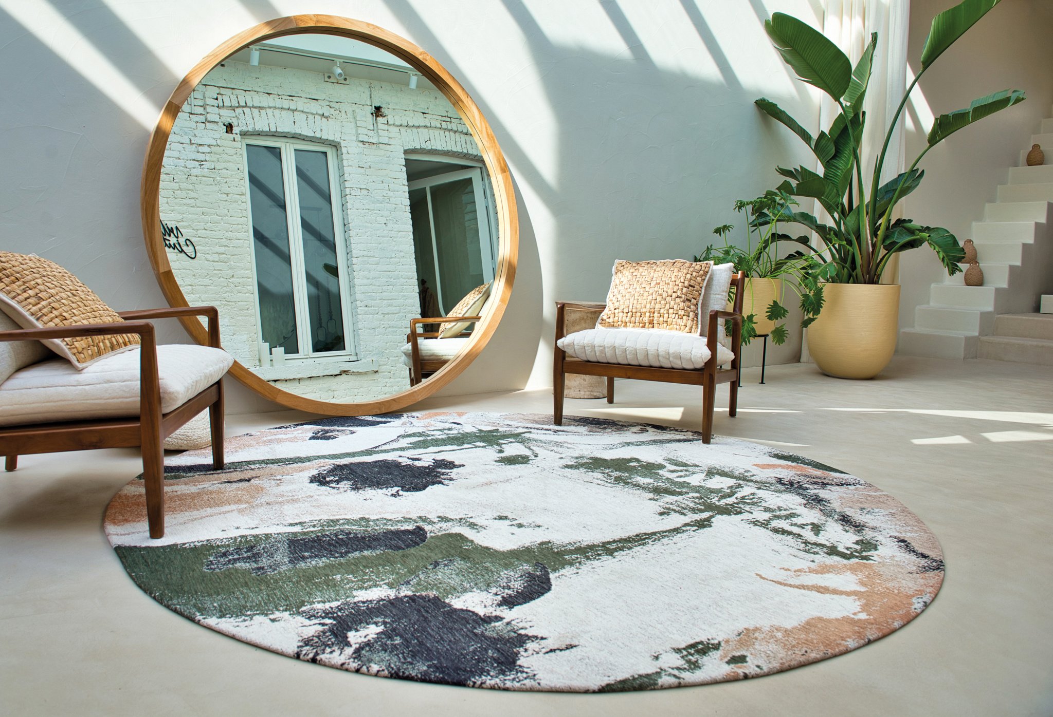 Warm Sand Natural Texture Round Rug | Size: Ø 240 cm