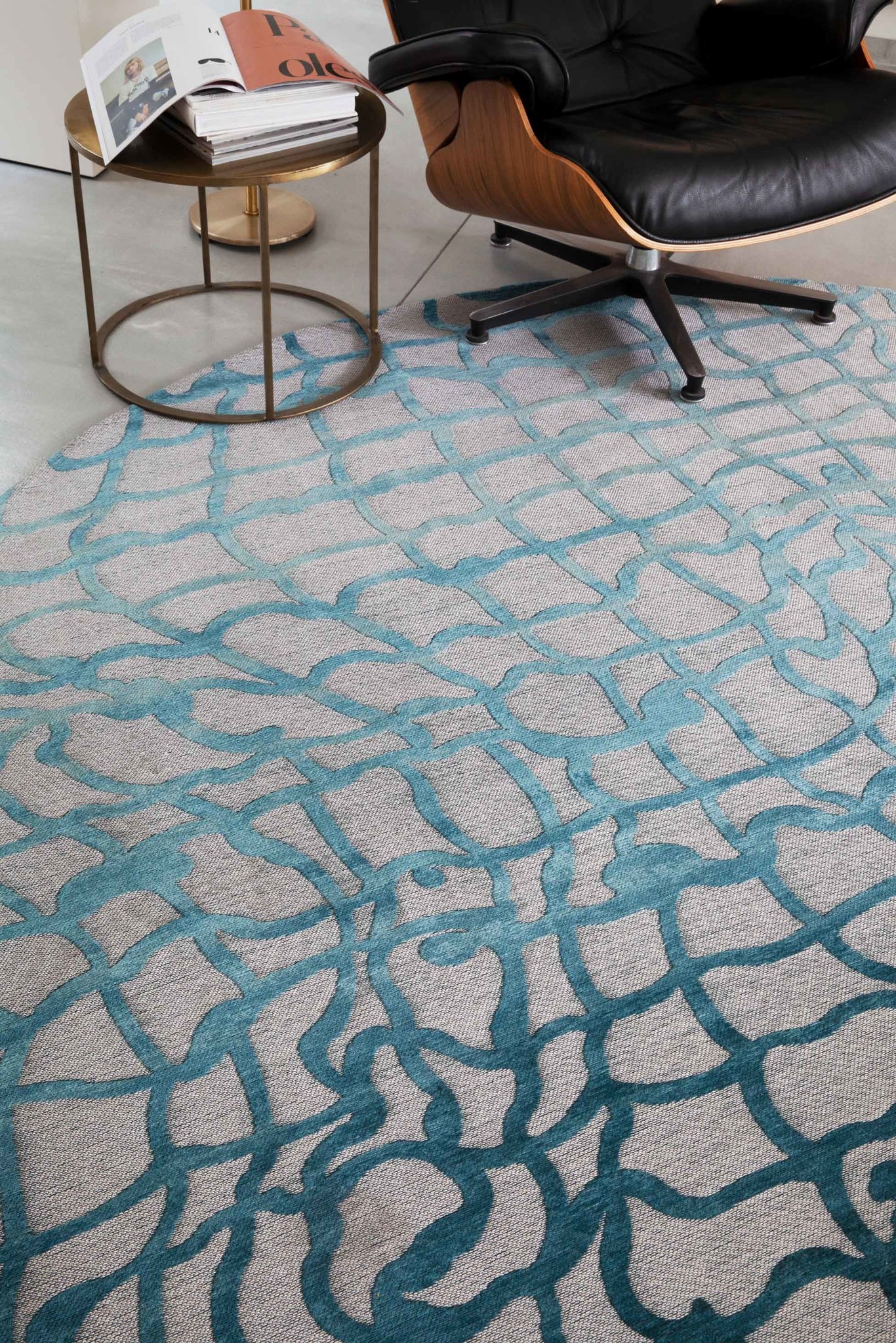 Abstract Blue Flatwoven Rug ☞ Size: 170 x 240 cm