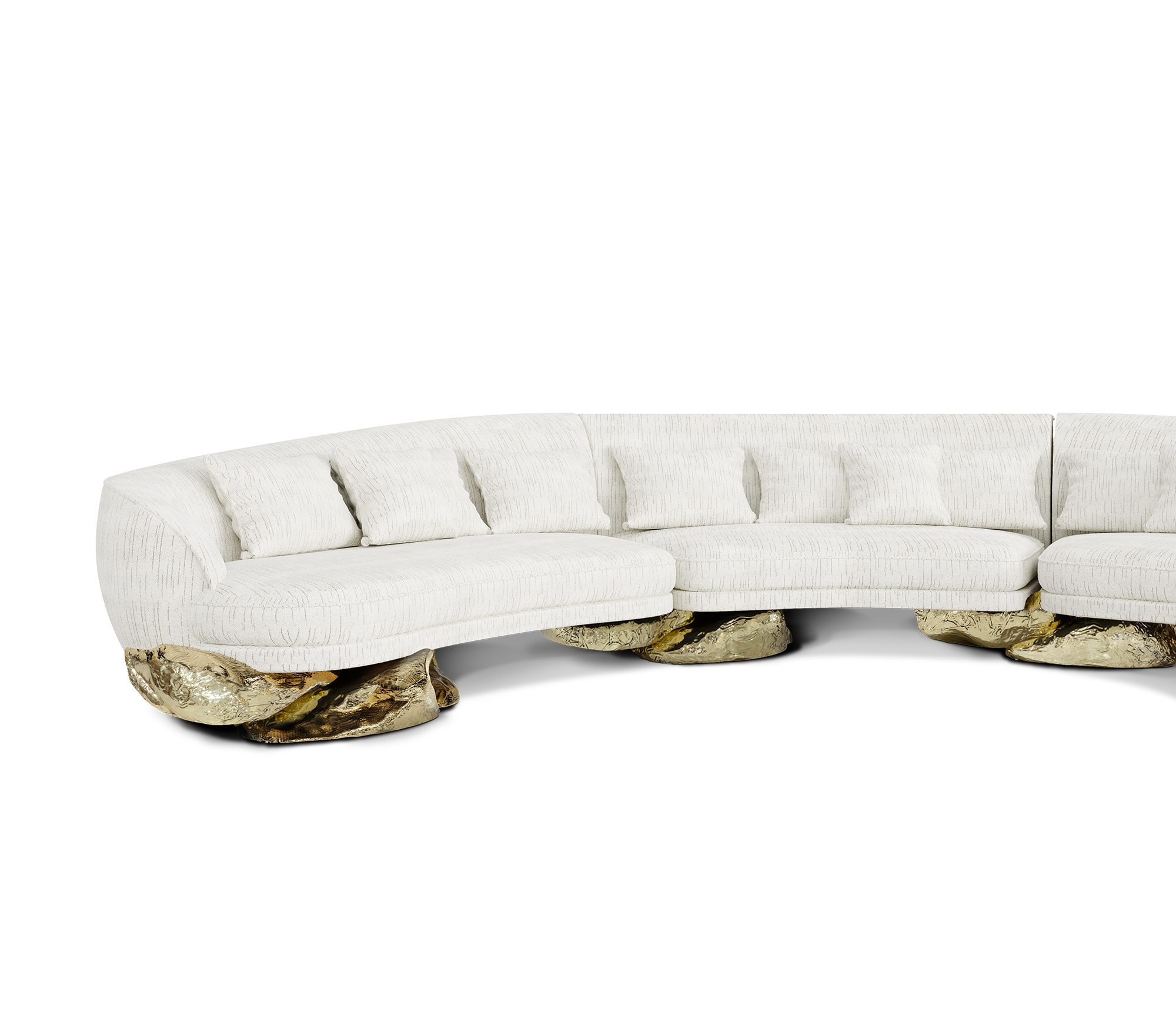 Angora White Curved Luxe Sofa