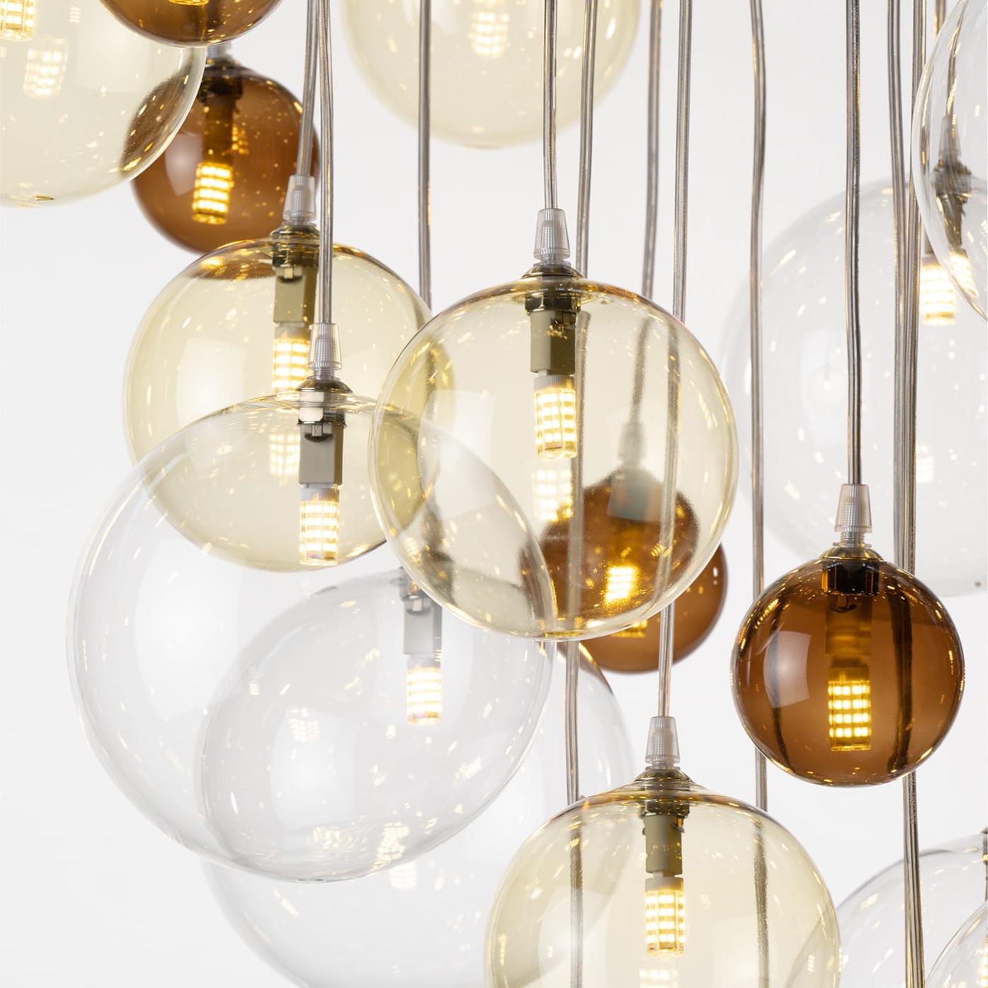 Cascading Multicolor Glass Sphere Chandelier