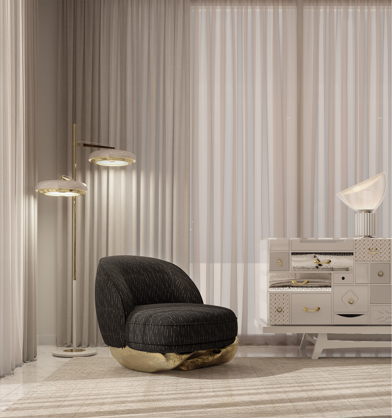 Angora II Black Designer Armchair