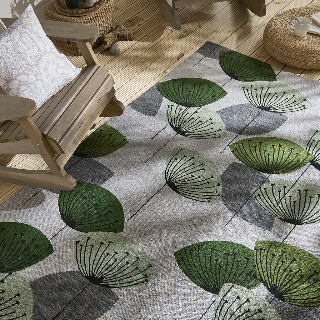 Dand. Clocks Green Outdoor Rug | Size: 250 x 350 cm