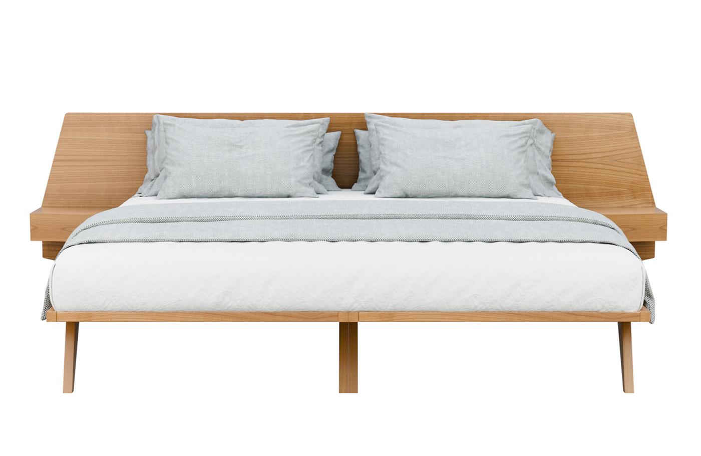 Cherry Wood Handcrafted Bed with Nightstands