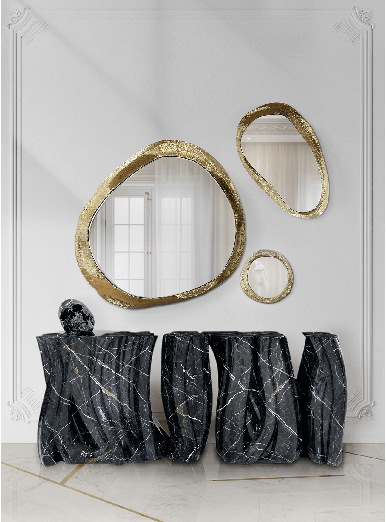 Monochrome Faux-Marble Elite Sideboard