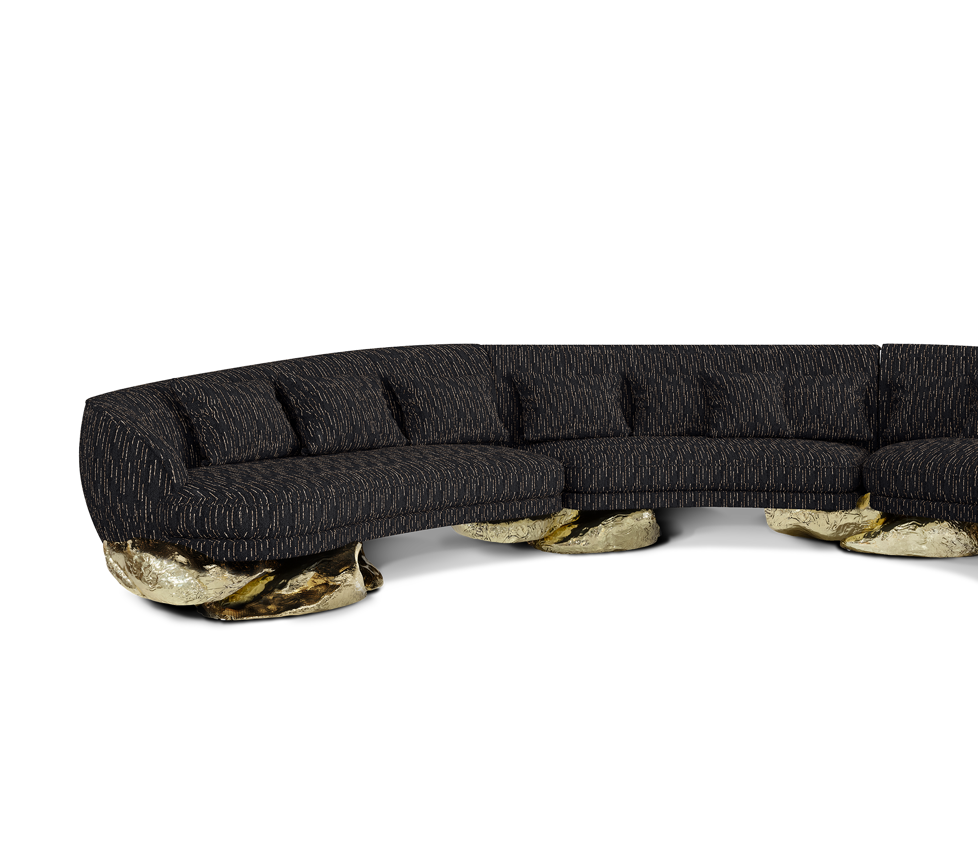 Angora Black Curved Luxe Sofa
