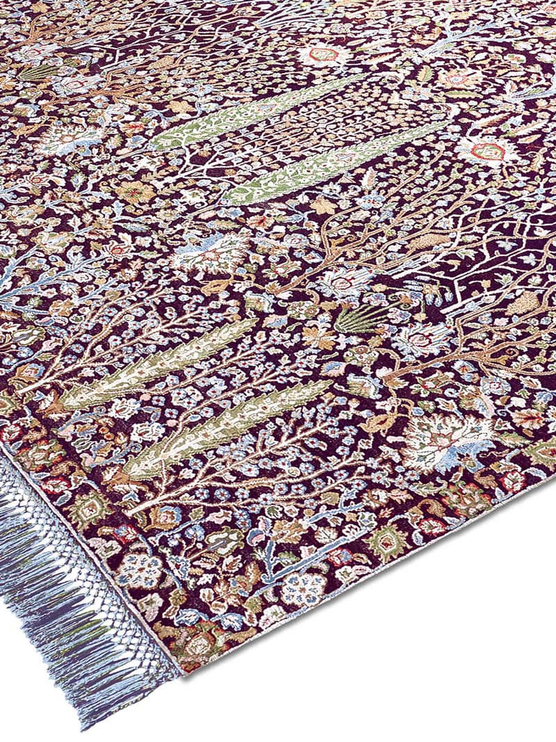 Pine Garden Purple Hand-Knotted Wool / Silk Rug | Size: 365 x 457 cm